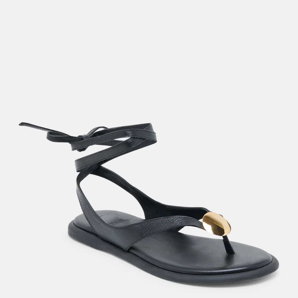 Elegant Black Sandals with Gold Accent